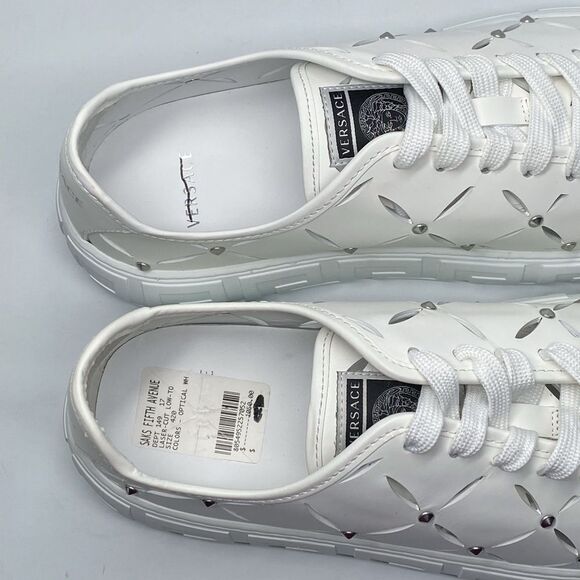 Versace Laser-Cut Low-Top Leather Sneakers size 42/us size 9 - Picture 8 of 14